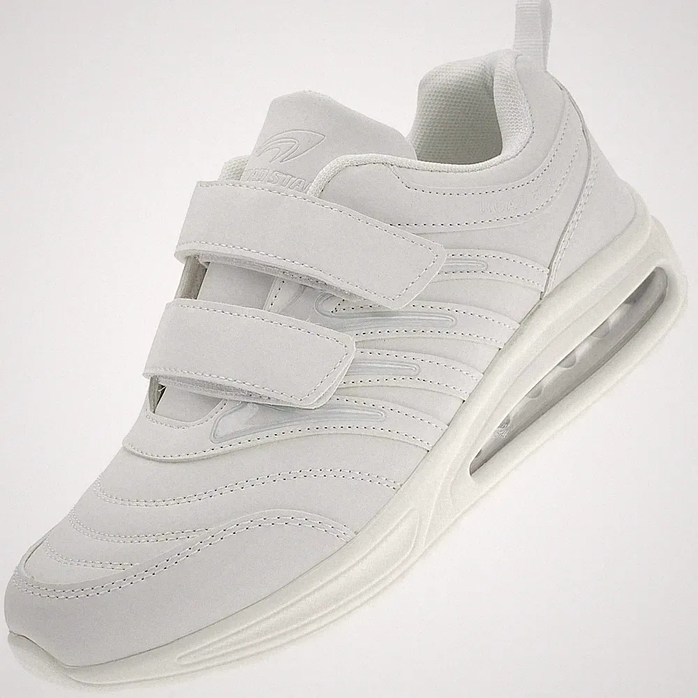 Herren Damen Sneaker Weiß Turnschuhe Sportschuhe Laufschuhe Klettverschluss