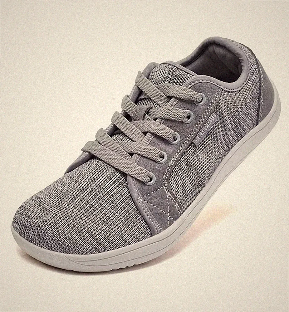 HOBIBEAR Barfußschuhe Unisex Weite Minimalistisch, Atmungsaktiv, Hellgrau 4 UK