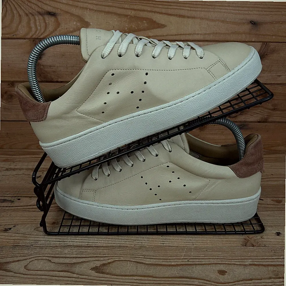 Hogan Sneaker Damen Größe UK 5 Beige H672 Leder Smart Preppy Freizeitschuhe