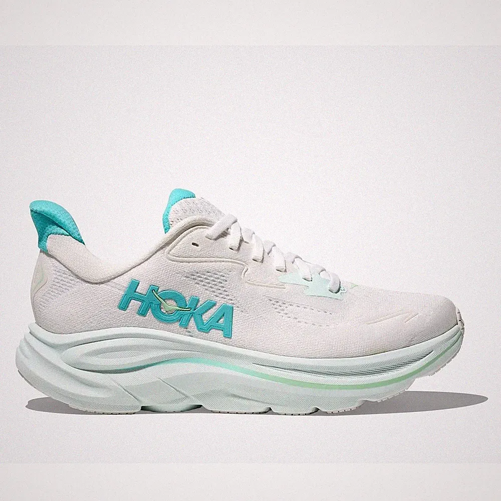 Hoka Clifton 10 Women white cielo blue Laufschuhe Joggingschuhe Damen