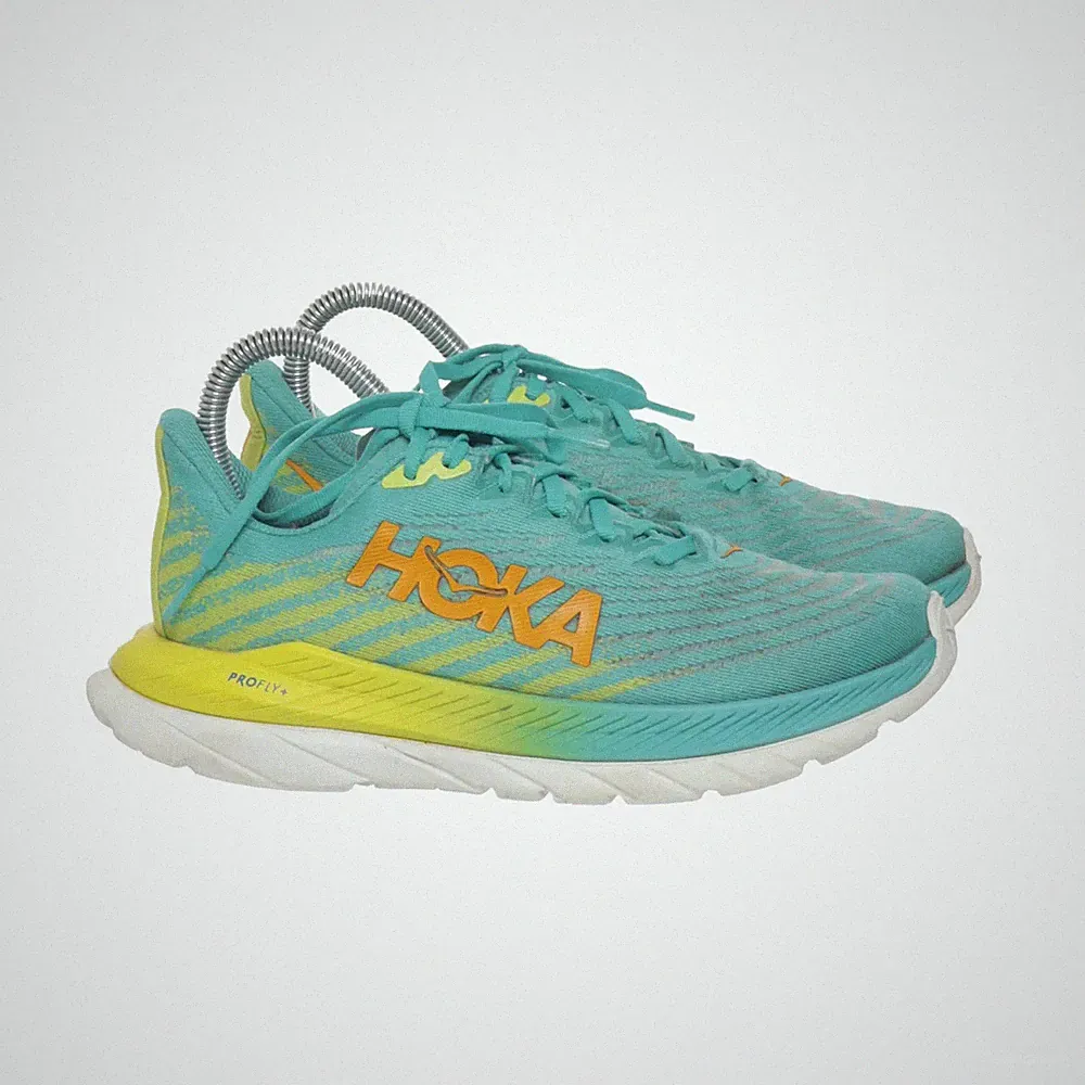 Hoka, Laufschuhe, Größe: 36 2/3, model: mach 5, Türkis/Gelb/Mehrfarbig #URS