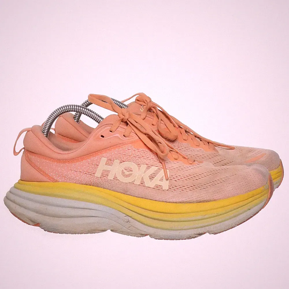 Hoka, Laufschuhe, Größe: 43 1/3, Bondi 8, Pink/Gelb, Damen #ZlY