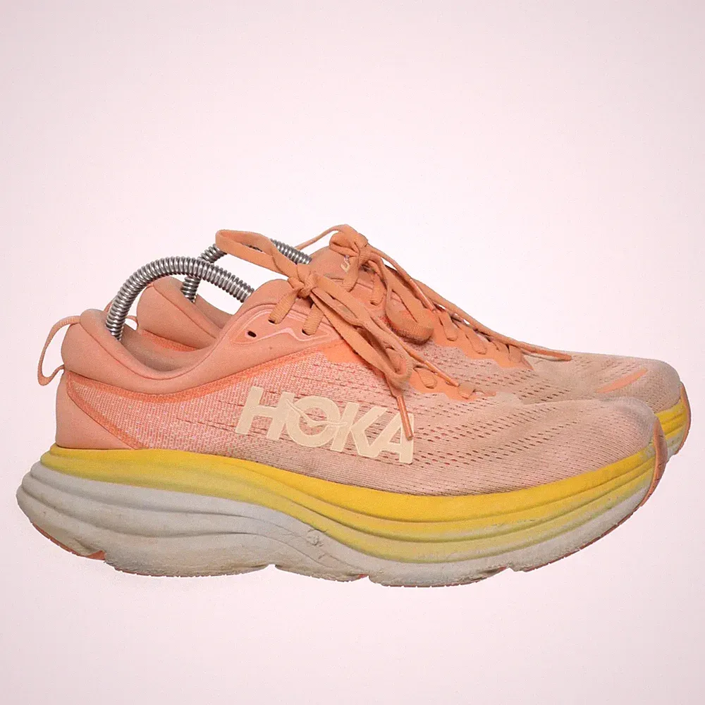 Hoka, Laufschuhe, Größe: 43 1/3, model: bondi 8, Pink/Gelb, Damen #ACK