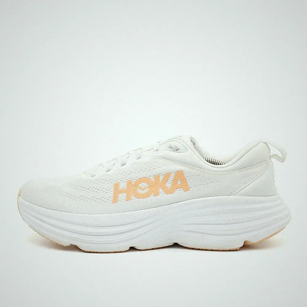 Hoka One Damen 8 Sportschuh Weiß Mesh Niedrig Gedämpft Bondi Laufschuh EU 44