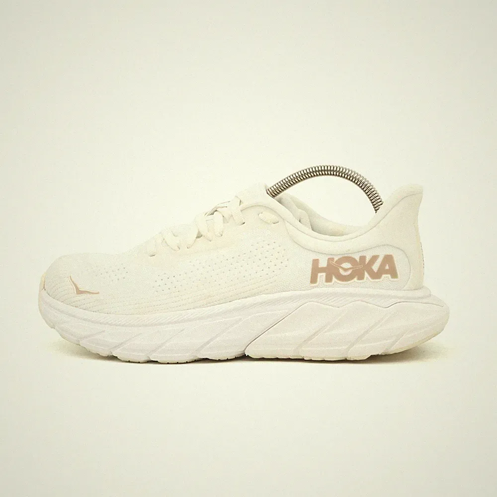 Hoka One Damen Arahi 7 Schuhe Weiß Beige Mesh Low-Top Laufschuh EU 38