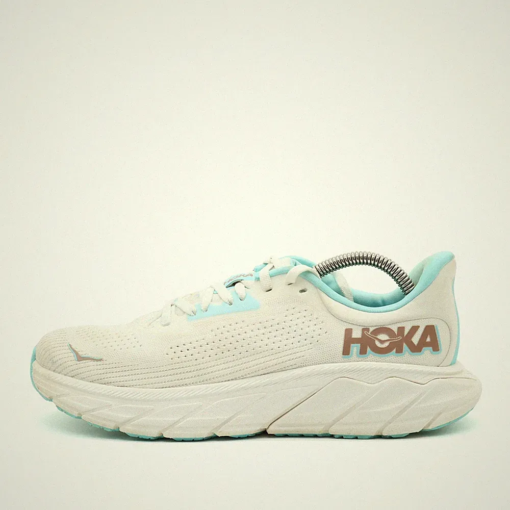 Hoka One Damen Arahi 7 Schuhe Weiß Hellblau Mesh Atmungsaktiv Laufschuh EU 39.5