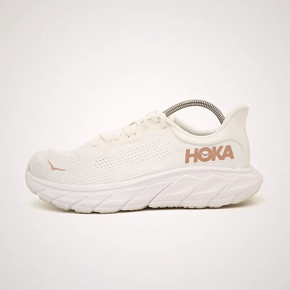Hoka One Damen Arahi 7 Sportschuhe Weiß Beige Textil Low-Top Laufschuh EU 38,5