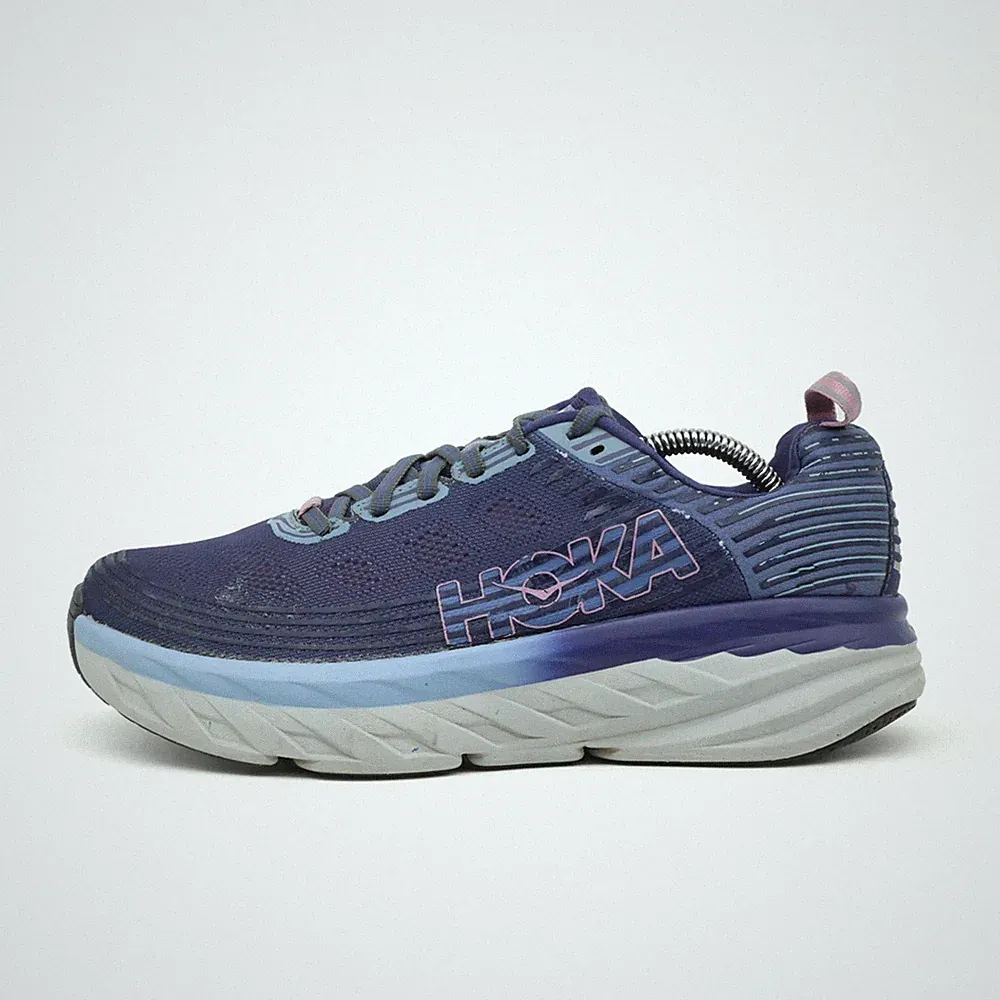 Hoka One Damen Bondi 6 Sportschuhe Blau Lila Mesh Atmungsaktiv Laufschuh EU 41⅓