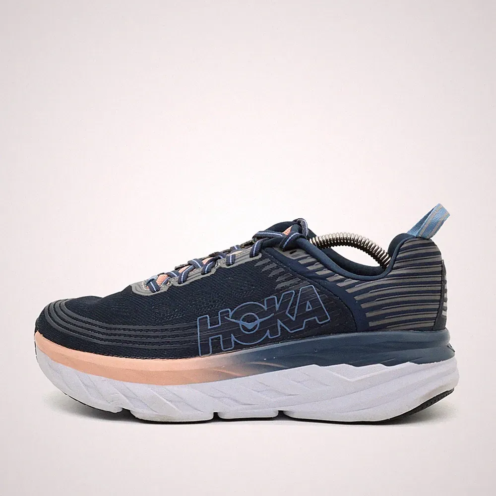 Hoka One Damen Bondi 6 Wide Sportschuh blau Mesh Low-Top Laufschuh EU 40 2/3
