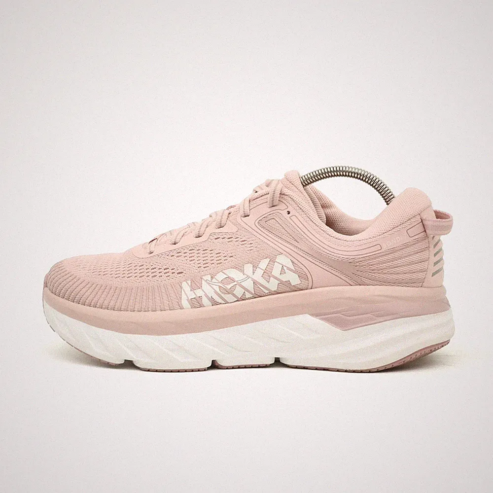 Hoka One Damen Bondi 7 Schuh Rosa Mesh Low-Top Dämpfung Laufschuhe EU 38 2/3