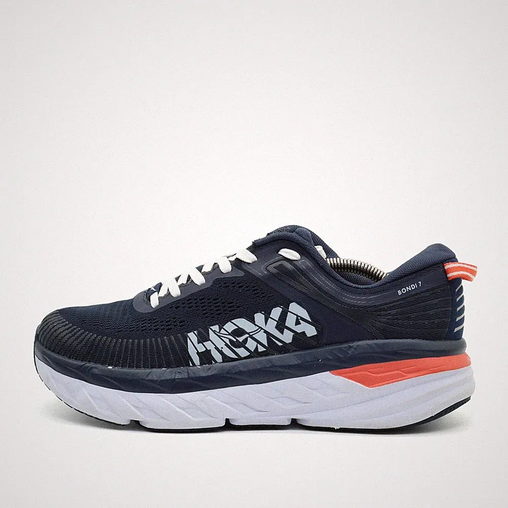 Hoka One Damen Bondi 7 Schuhe Navy/Orange/Weiß Mesh ämpfung Laufschuhe EU 42