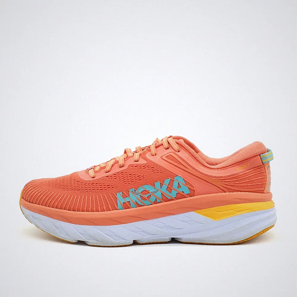 Hoka One Damen Bondi 7 Sneaker Orange Mesh Low-Top Laufschuh EU 42 2/3