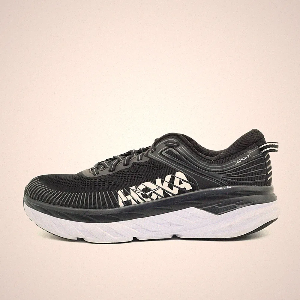Hoka One Damen Bondi 7 Sportschuhe Schwarz/Weiß Mesh Laufschuhe EU 43 1/3