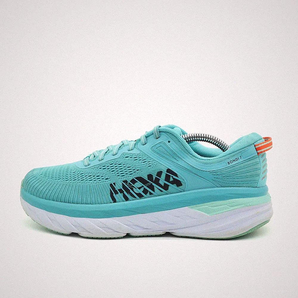Hoka One Damen Bondi 7 WIDE Laufschuh türkis Mesh Low Passform, ämpfung EU 38⅔