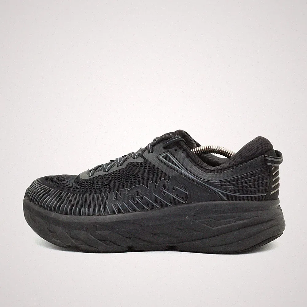 Hoka One Damen Bondi 7 Wide Sneaker Schwarz Mesh Passform Laufschuhe EU 42