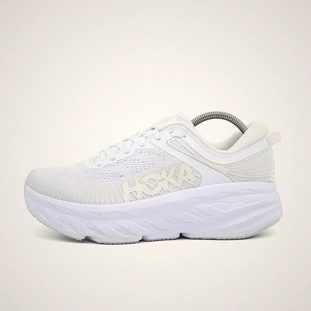 Hoka One Damen Bondi 7 Wide Sportschuh Weiß Mesh Low-Top Laufschuhe EU 38 2/3