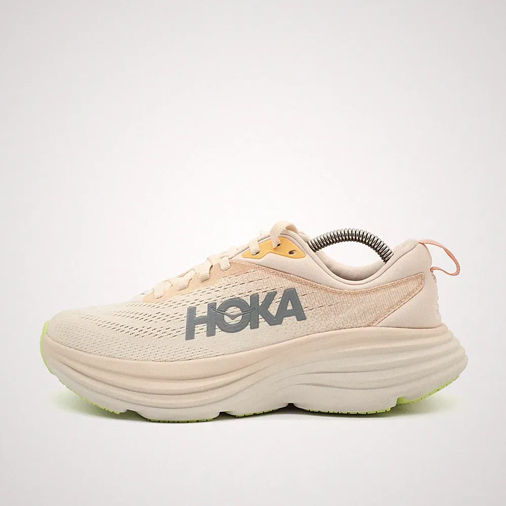 Hoka One Damen Bondi 8 Schnürschuhe Creme/ Mesh Niedrig Laufschuh EU 39 1/3