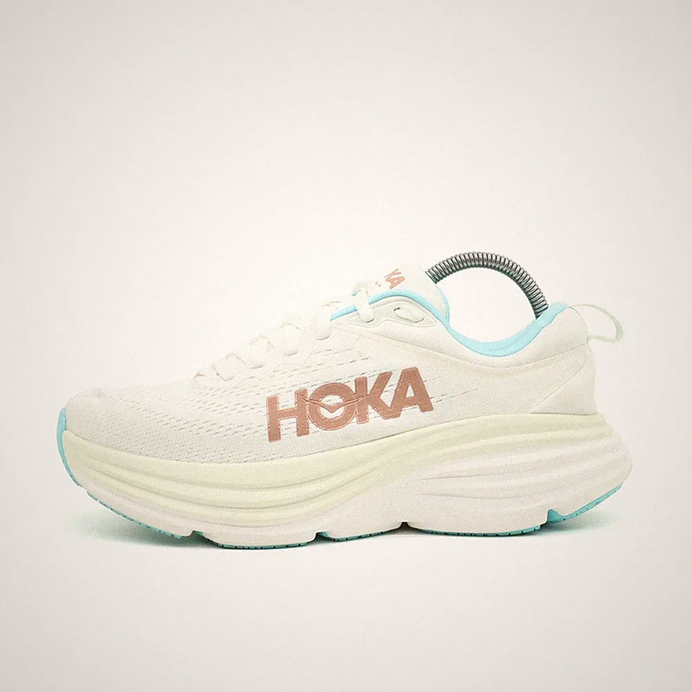 Hoka One Damen Bondi 8 Schuh Weiß/Hellblau Mesh Dämpfung Laufschuhe EU 37⅓