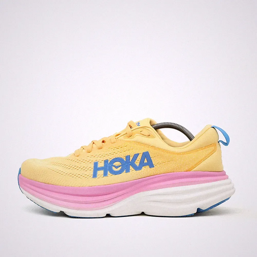 Hoka One Damen Bondi 8 Schuhe Gelb Mesh Low Top Laufschuhe EU 43 1/3