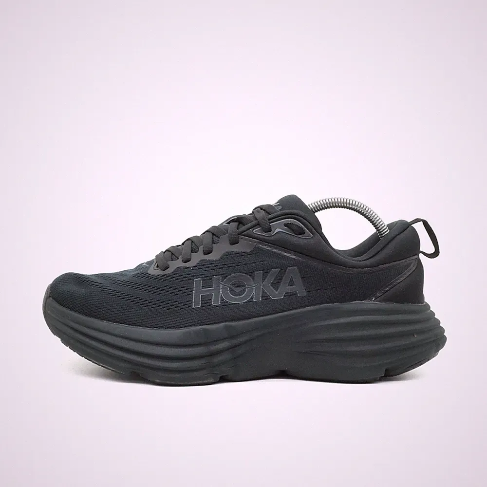 Hoka One Damen Bondi 8 Schuhe Schwarz Mesh Low-Top Maximale Laufschuhe EU 39 1/3