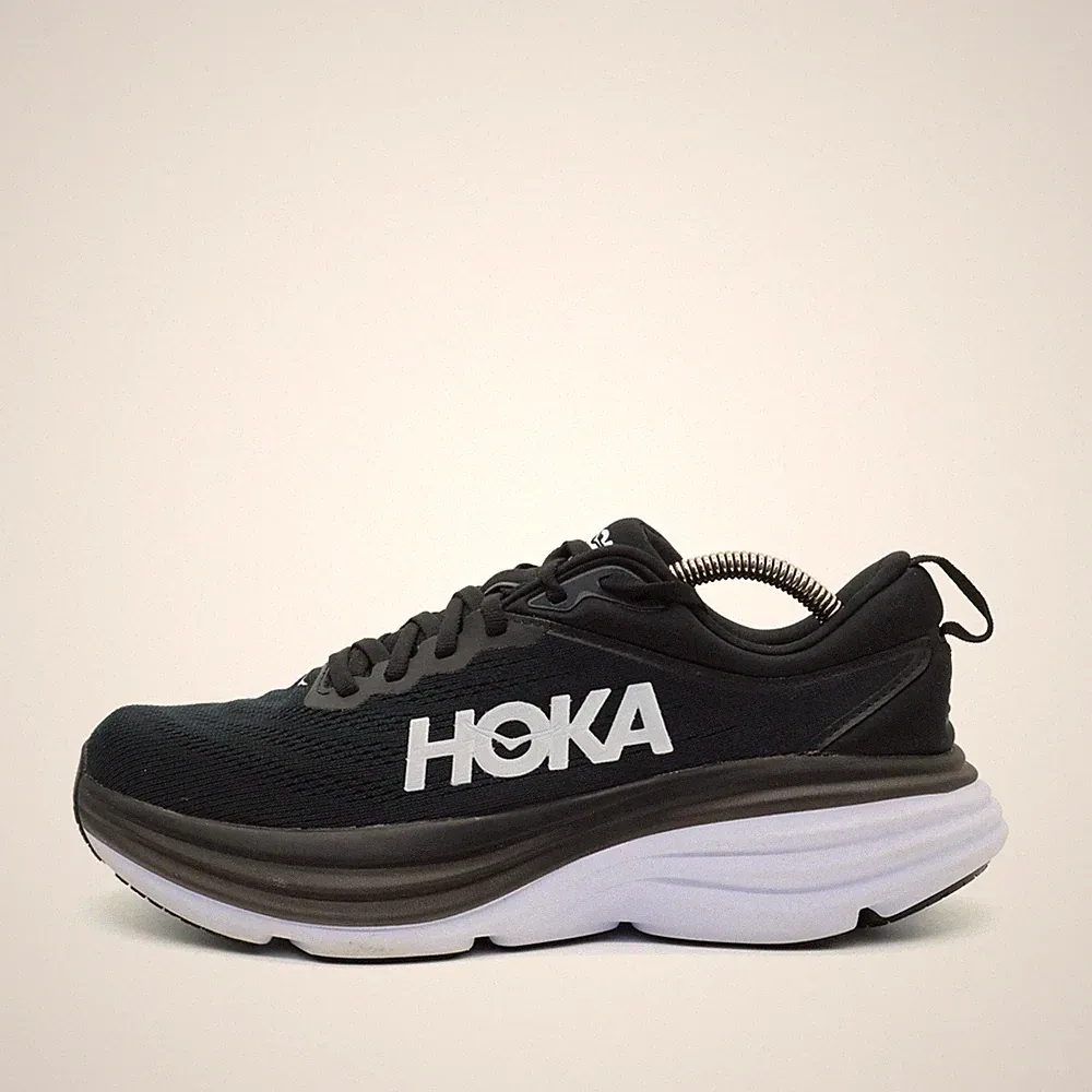 Hoka One Damen Bondi 8 Schuhe Schwarz Weiß Mesh Leichtgewicht Laufschuhe EU 40⅔