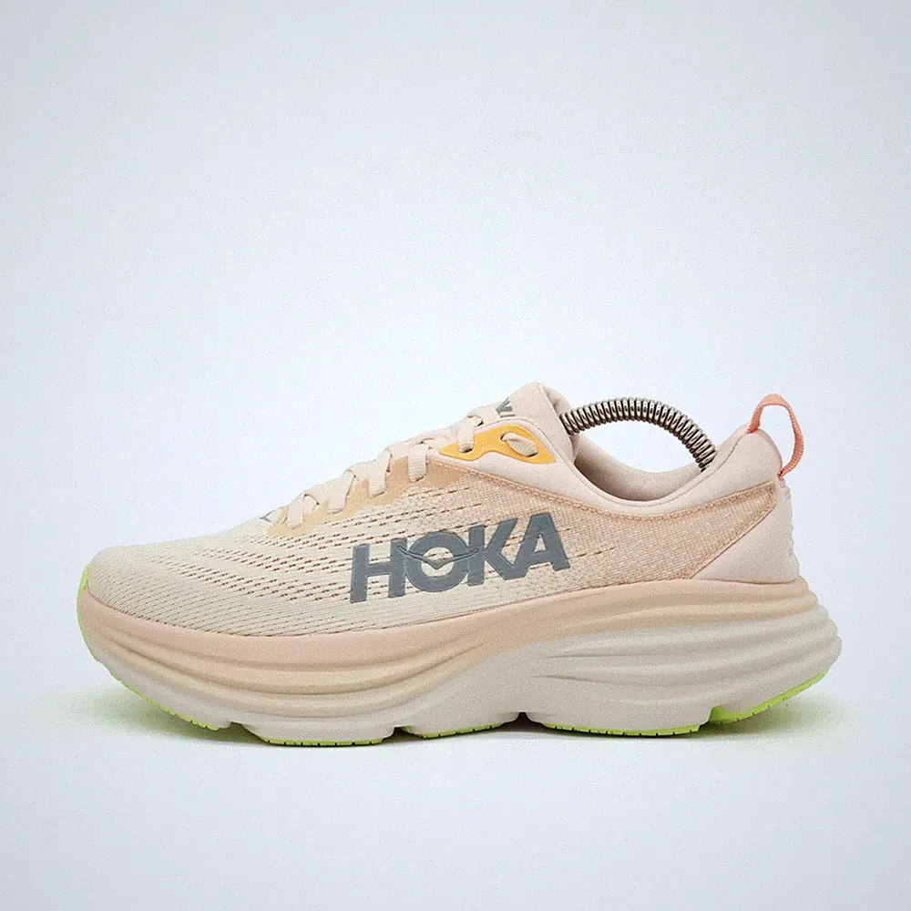 Hoka One Damen Bondi 8 Sneaker Beige Mesh Low-Top ämpfung Laufschuhe EU 38 2/3