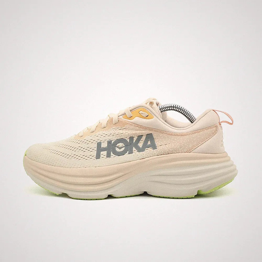 Hoka One Damen Bondi 8 Sneaker Beige Mesh Niedrig Atmungsaktiv Laufschuhe EU 38⅔
