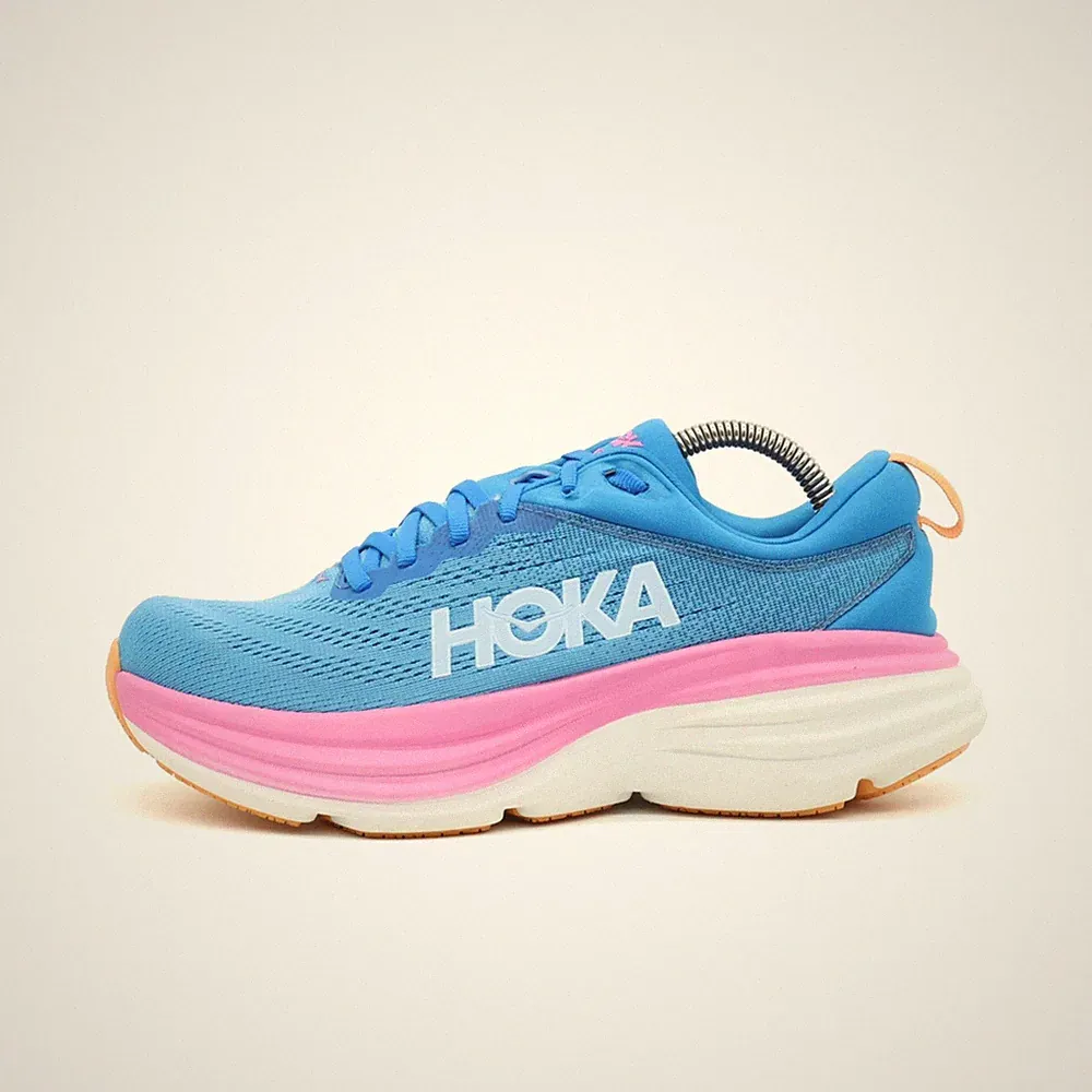 Hoka One Damen Bondi 8 Sneaker blau/pink/weiß Mesh Niedrig Laufschuh EU 38 2/3