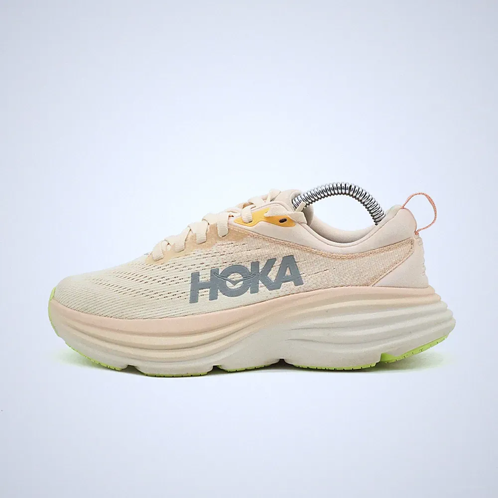 Hoka One Damen Bondi 8 Sneaker creme Mesh Niedrig Dämpfung Laufschuh EU 36
