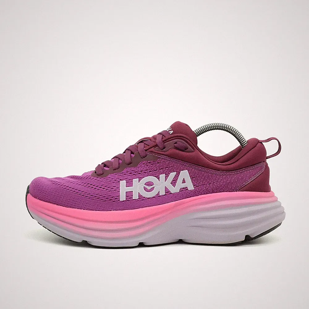 Hoka One Damen Bondi 8 Sneaker Pink/Lila Mesh Low-Top Dämpfung Laufschuhe EU 38⅔