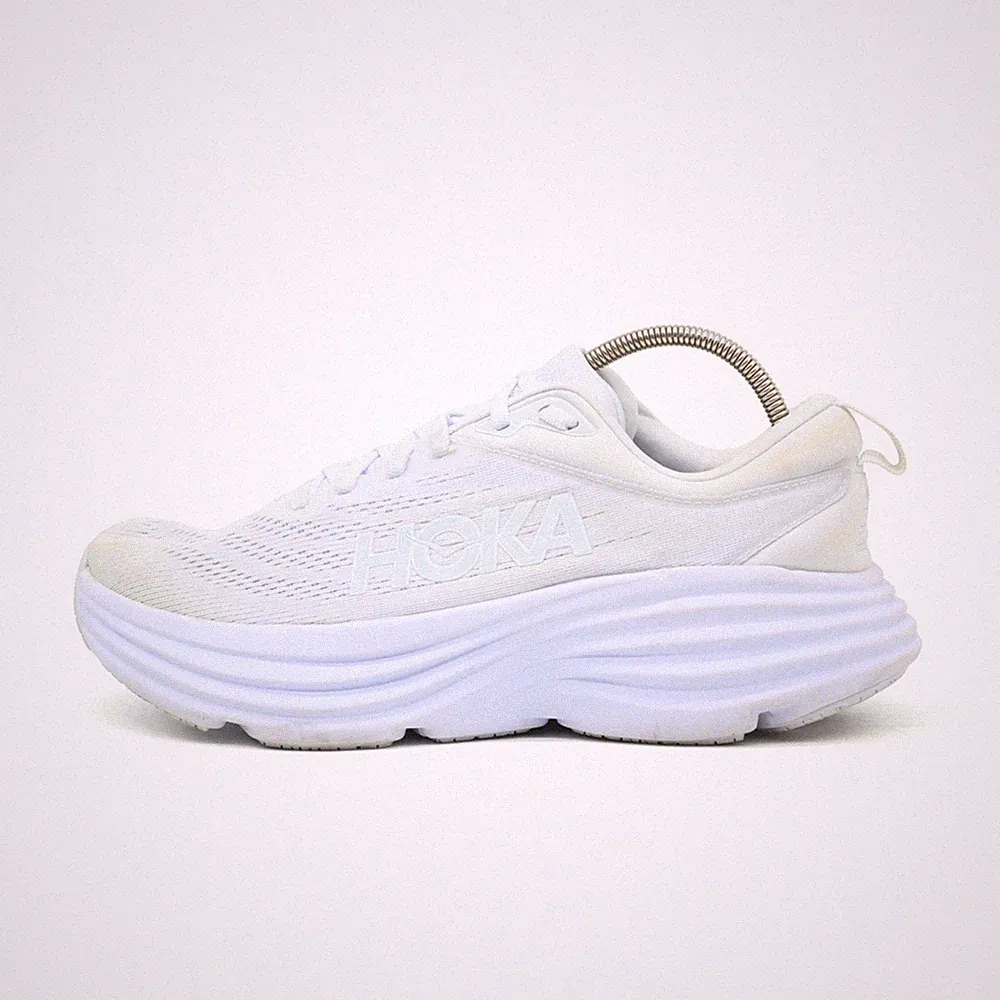 Hoka One Damen Bondi 8 Sneaker Weiß Mesh Low-Top gepolstert Laufschuhe EU 40