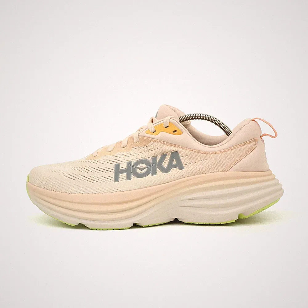Hoka One Damen Bondi 8 Sportschuh Beige/Gelb Mesh Atmungsaktiv Laufschuhe EU 42