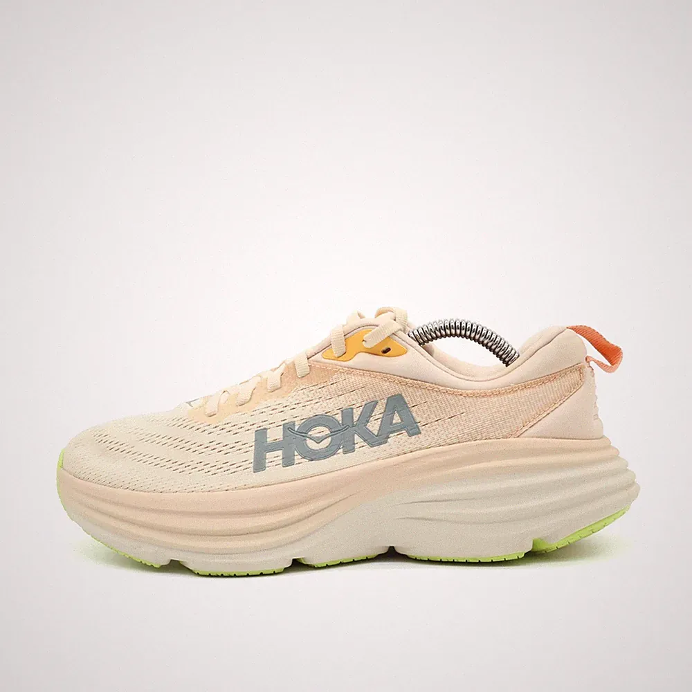 Hoka One Damen Bondi 8 Sportschuh hellbeige/gelb Mesh Low-Top Laufschuhe EU 38⅔