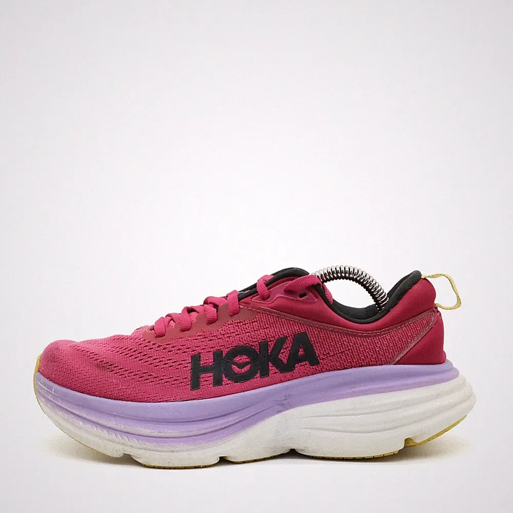 Hoka One Damen Bondi 8 Sportschuh Pink/Lila/Gelb Mesh Niedrig Laufschuhe EU 38