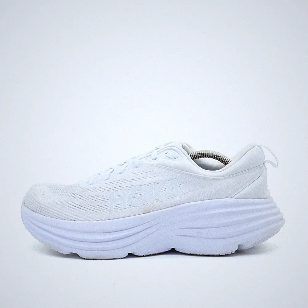 Hoka One Damen Bondi 8 Sportschuh Weiß Mesh Low-Top Dämpfung Laufschuh EU 44