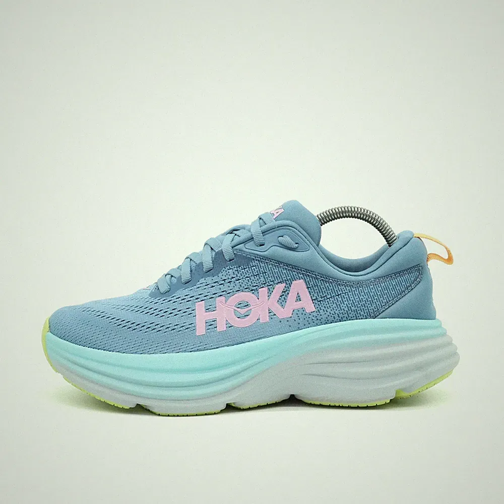 Hoka One Damen Bondi 8 Sportschuhe Blau/Rosa Mesh Federleicht Laufschuhe EU 38