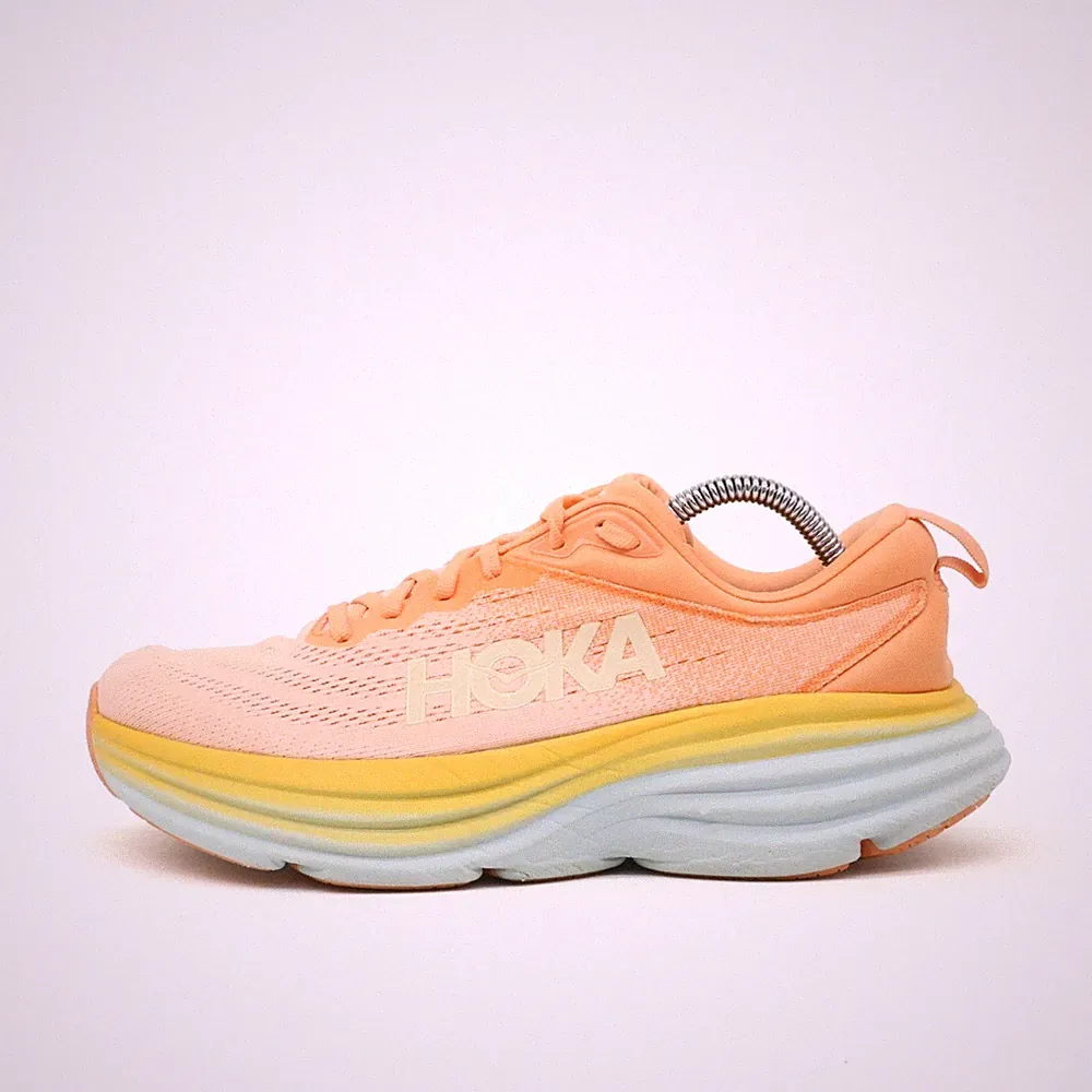 Hoka One Damen Bondi 8 Sportschuhe Orange Gelb Blau Low-Top Laufschuhe EU 40