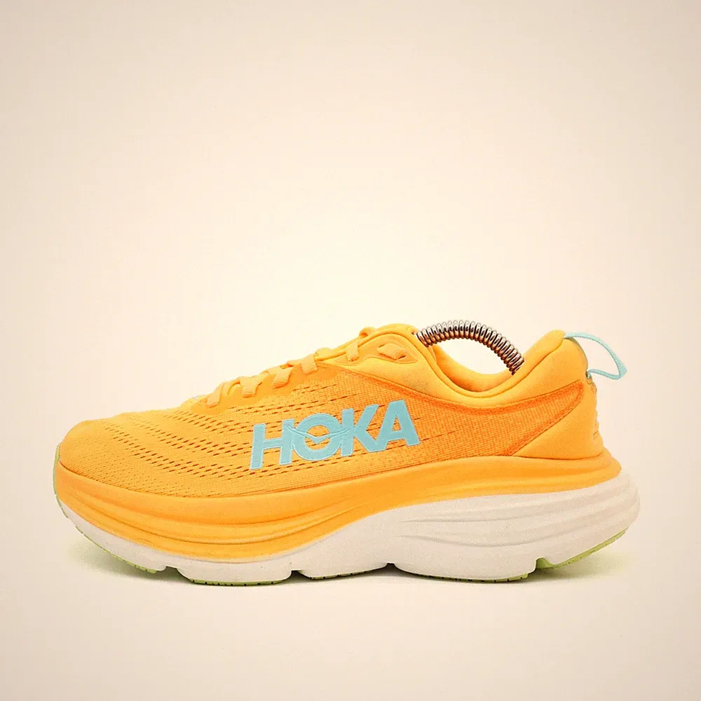 Hoka One Damen Bondi 8 Wide Schuhe Orange Mesh Atmungsaktiv Laufschuh EU 38⅔