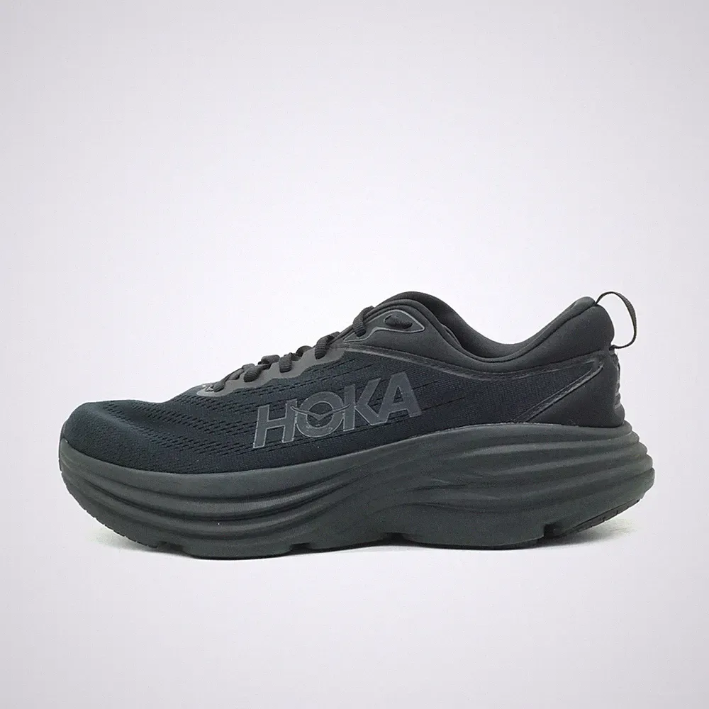 Hoka One Damen Bondi 8 Wide Schuhe Schwarz Mesh Low-Top Dämpfung Laufschuh EU 44