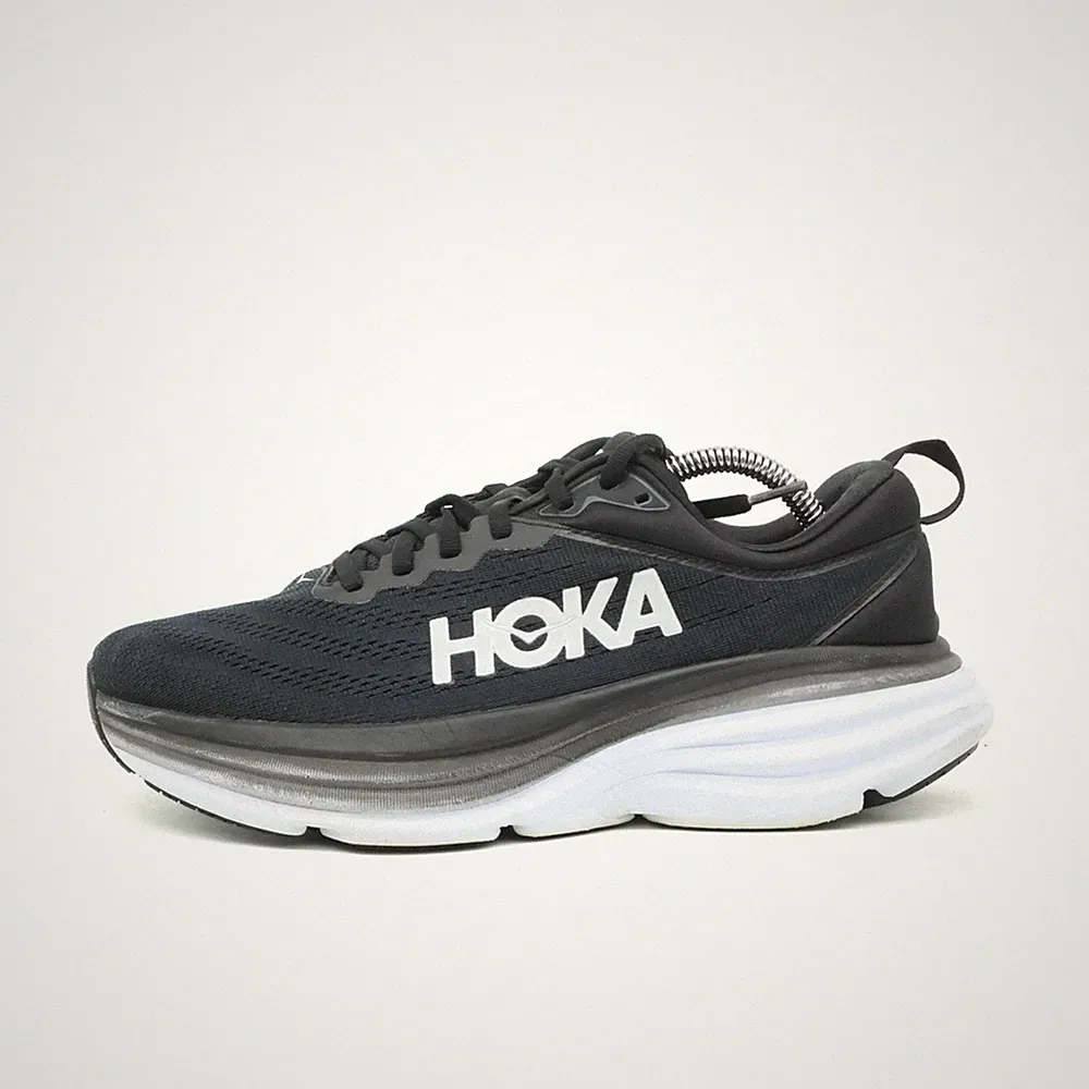 Hoka One Damen Bondi 8 Wide Schuhe Schwarz Weiß Textil Mesh Laufschuhe EU 40 2/3
