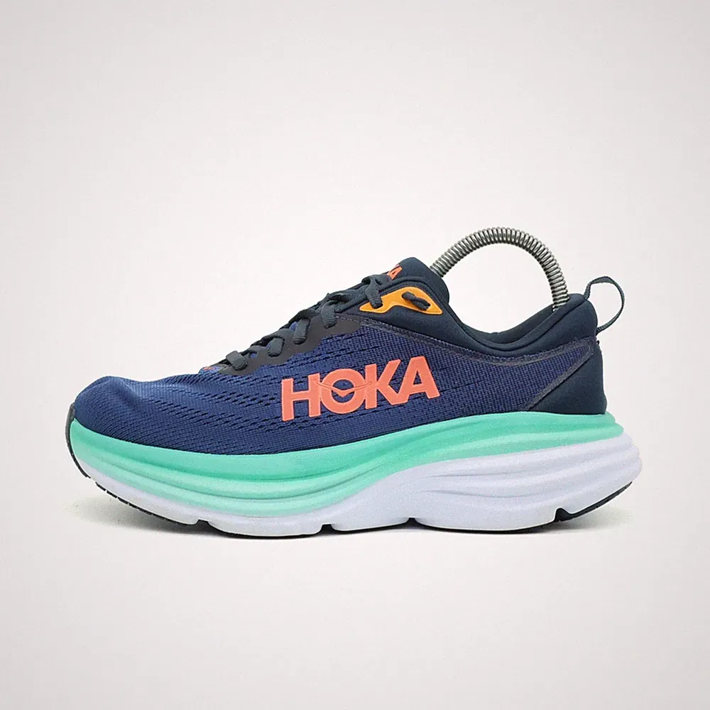 Hoka One Damen Bondi 8 WIDE Sneaker Blau/Türkis/Orange Mesh Laufschuhe EU 37 1/3