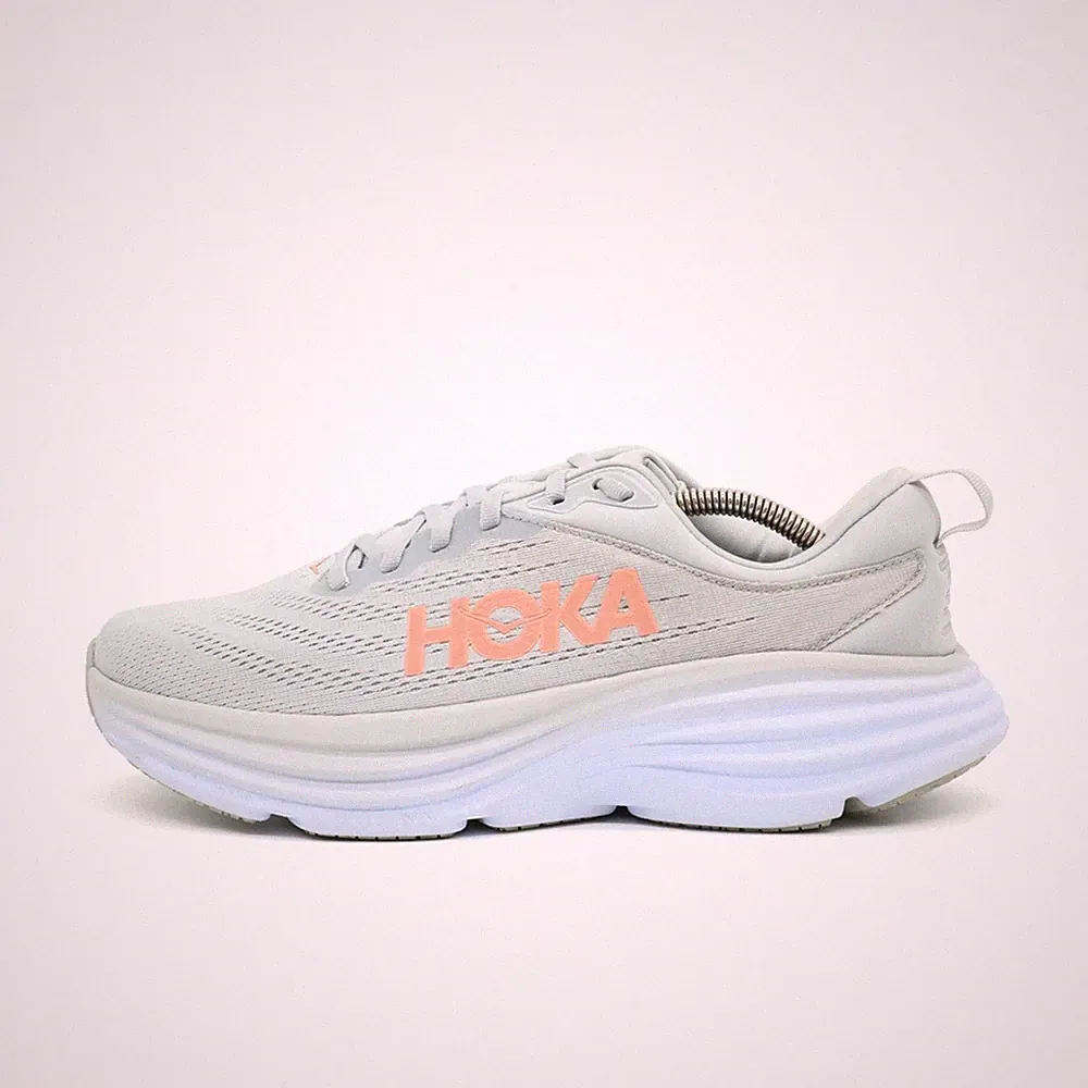 Hoka One Damen Bondi 8 Wide Sneaker Grau Mesh Atmungsaktiv Sportschuhe EU 42
