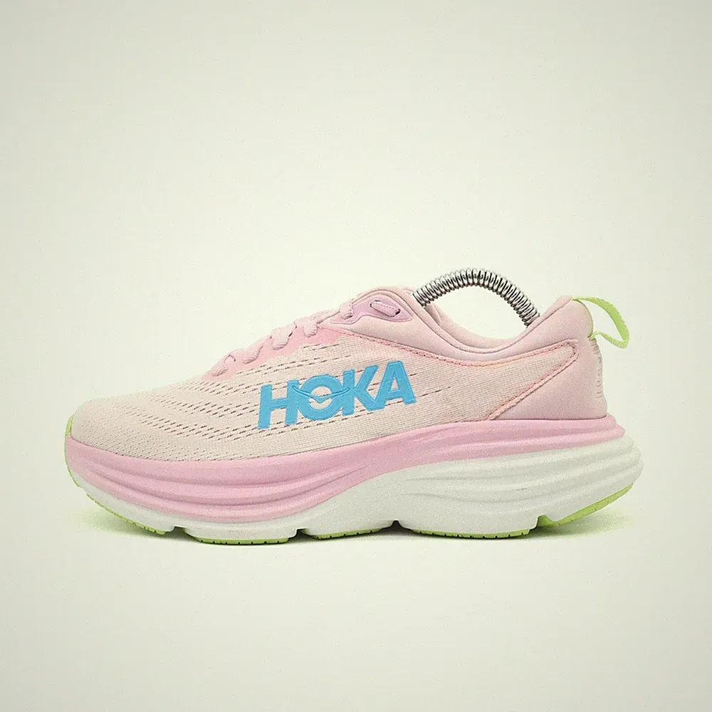 Hoka One Damen Bondi 8 Wide Sneaker Rosa Mesh Gepolstert Laufschuh EU 37⅓
