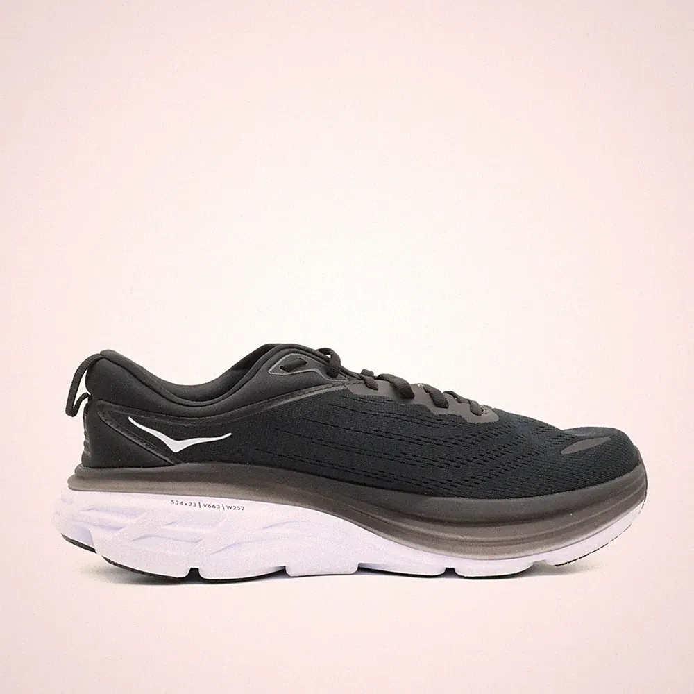 Hoka One Damen Bondi 8 Wide Sneaker Schwarz Weiß Mesh ämpfung Laufschuh EU 44