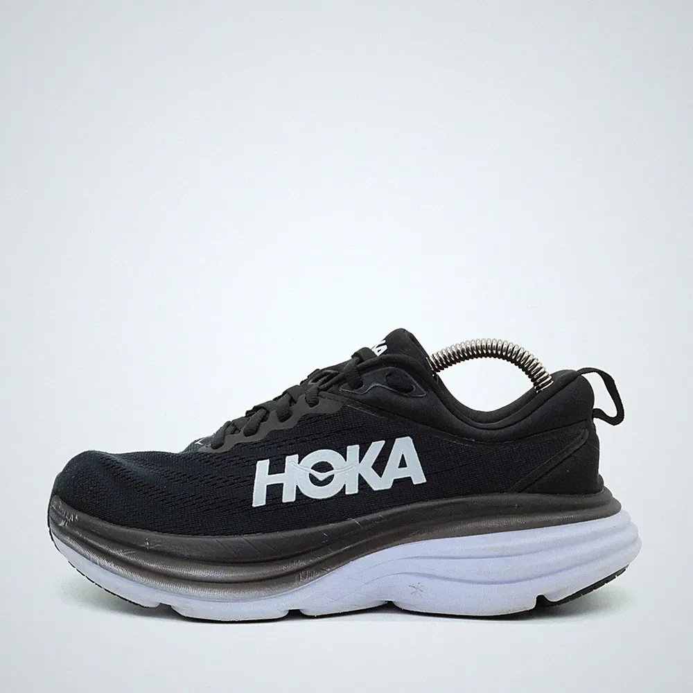 Hoka One Damen Bondi 8 Wide Sneaker Schwarz/Weiß Mesh Laufschuh EU 38 2/3