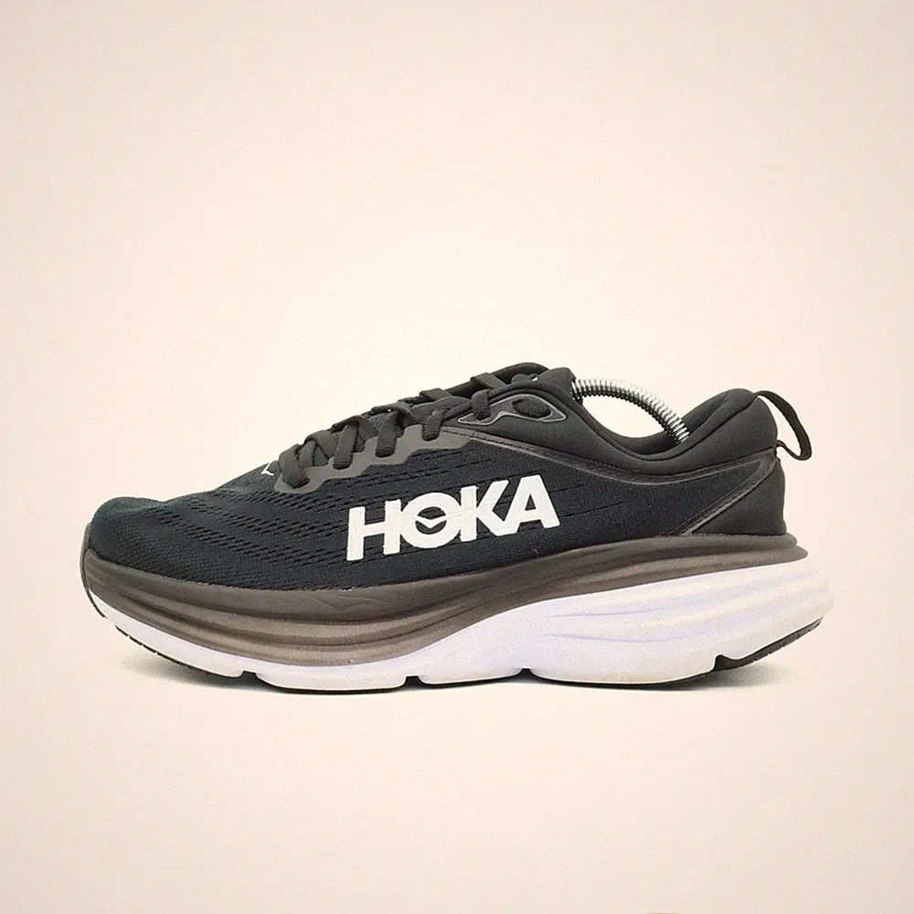 Hoka One Damen Bondi 8 Wide Sneaker Schwarz Weiß Mesh Laufschuh EU 39 1/3