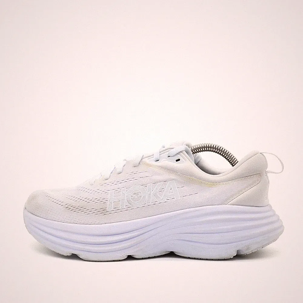 Hoka One Damen Bondi 8 Wide Sneaker Weiß Mesh Atmungsaktiv Laufschuh EU 40
