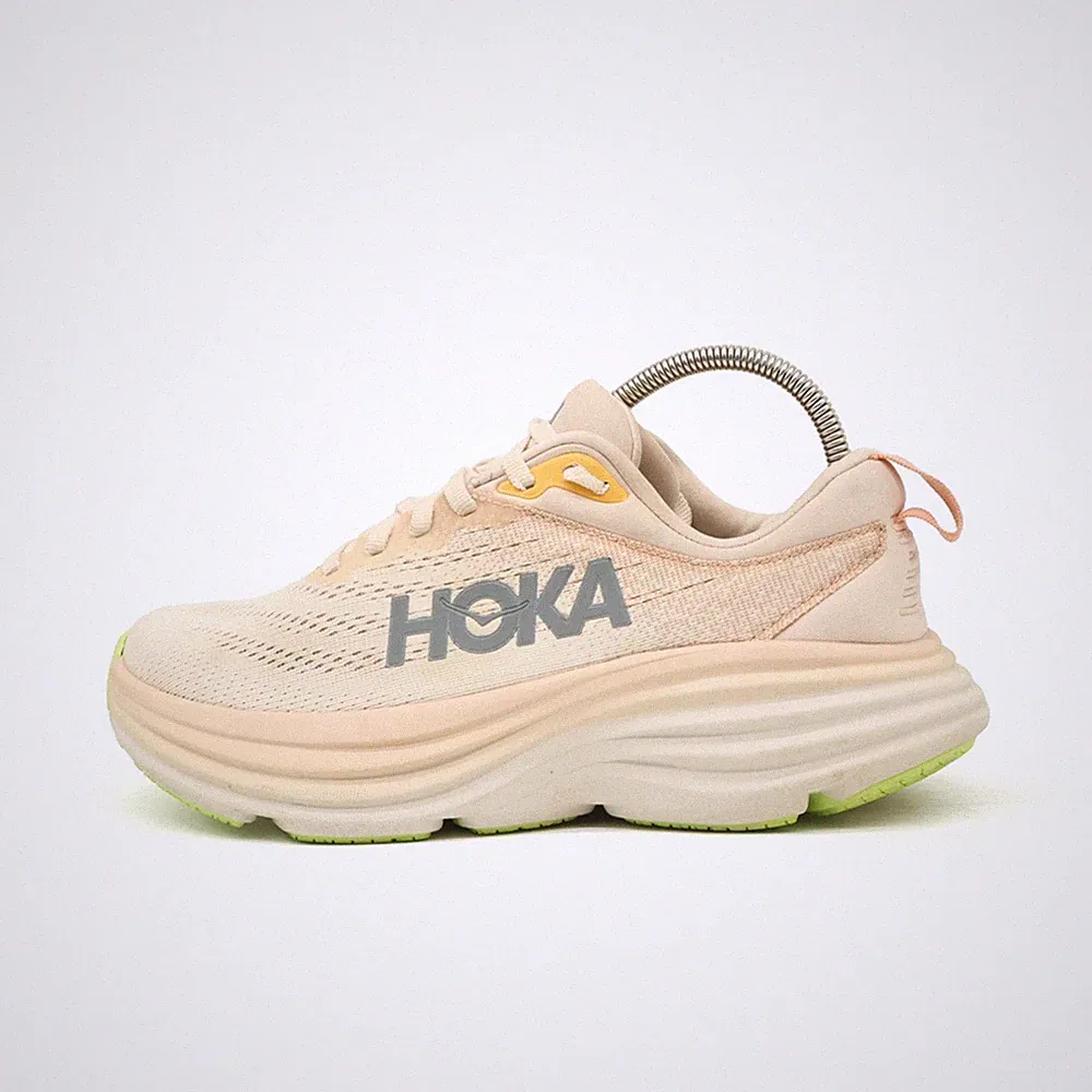 Hoka One Damen Bondi 8 Wide Sportschuh Beige Mesh Low-Top Laufschuhe EU 36