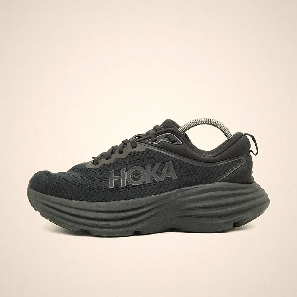 Hoka One Damen Bondi 8 Wide Straßenlaufschuhe Schwarz Mesh Laufschuh EU 38 2/3