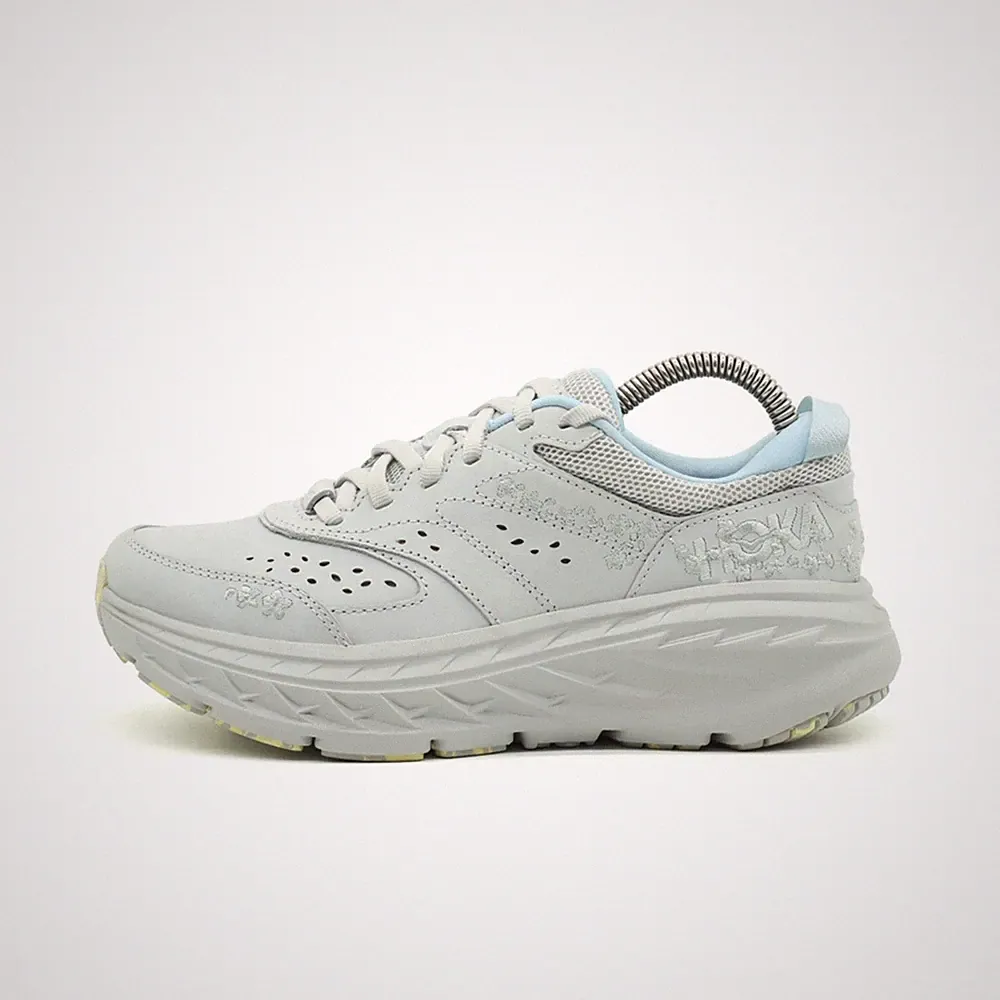 Hoka One Damen Bondi L BP Laufschuhe Grau Leder Atmungsaktiv Sneaker EU 36